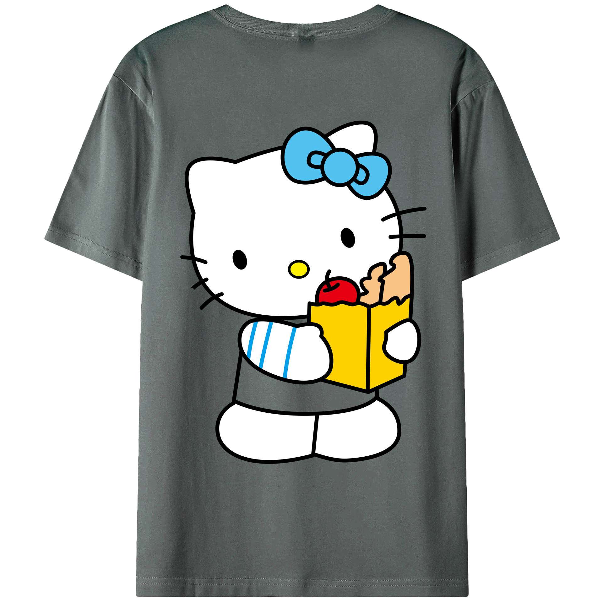 （画像用） Hello Kitty ハローキティ 綿100％ メンズ半袖Tシャツ（バックプリント） 通気性